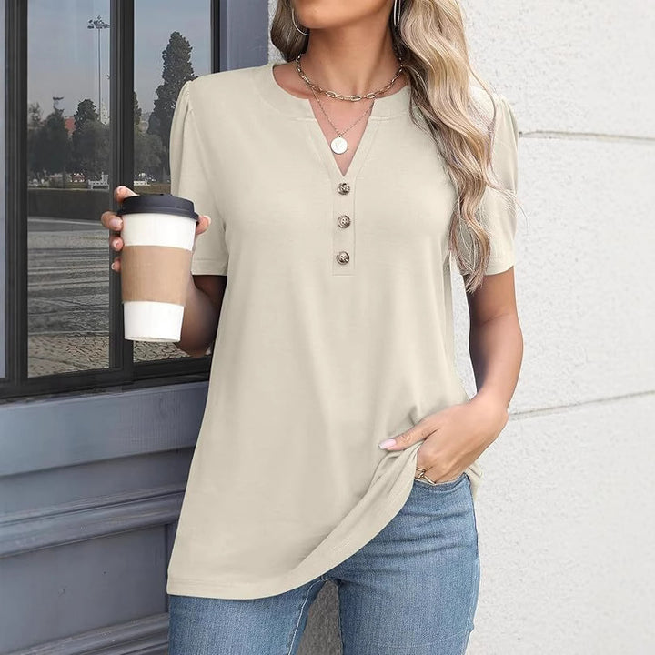 Dame Knap-Down Henley Top Stilla
