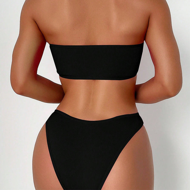 Dame Bandeau-Bikini sæt med raffineret ribdesign Skovae