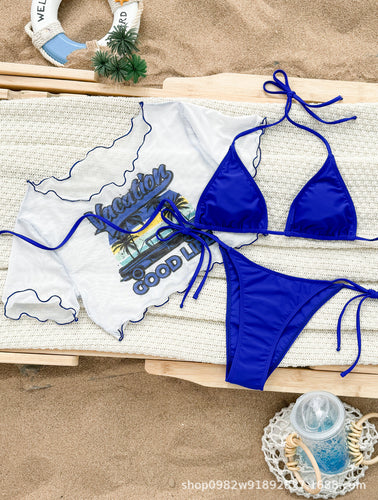 Dame Triangel-Bikini med smalle stropper og bindebånd Stilla