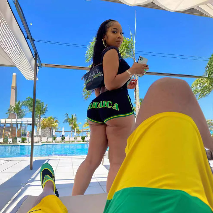 Dame Sporty Kortærmet Crop Top og højtaljede Shorts Sæt Stilla