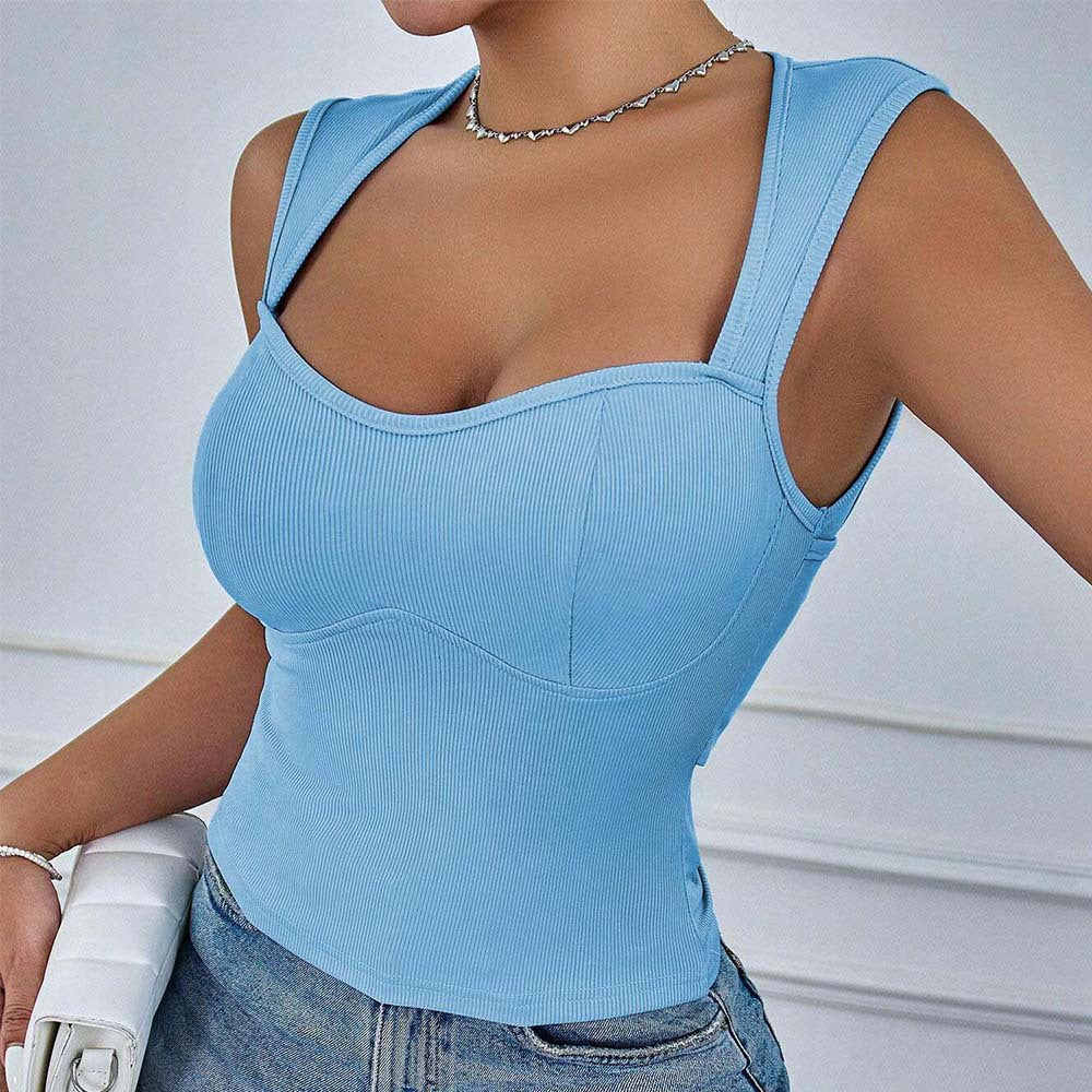 Kvinders Crop Top med trendy ribbet design og smalle stropper Stilla