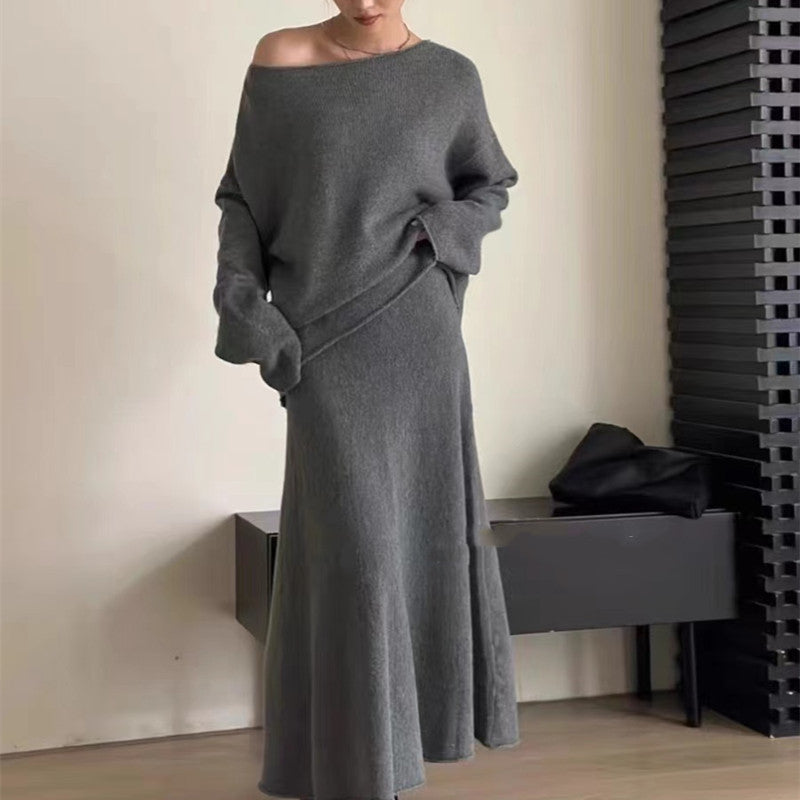 Kvinders Off-Shoulder Strikkjole i Casual Stil med Flydende Snit Stilla