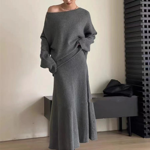 Kvinders Off-Shoulder Strikkjole i Casual Stil med Flydende Snit Stilla
