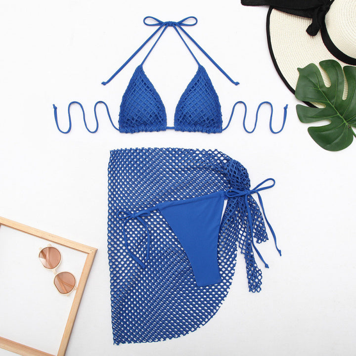 Dame Triangel-Bikini med raffineret netdesign og passende omslagsshort Stilla