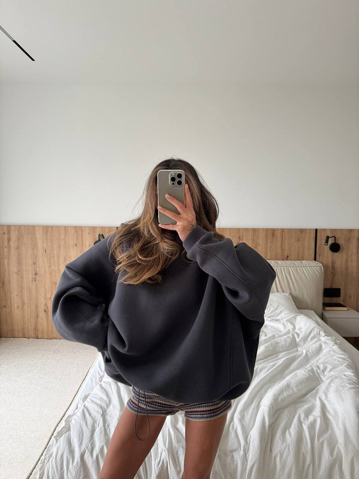 Kvinder oversized hoodie med brede ærmer og ribbet kant Skovae