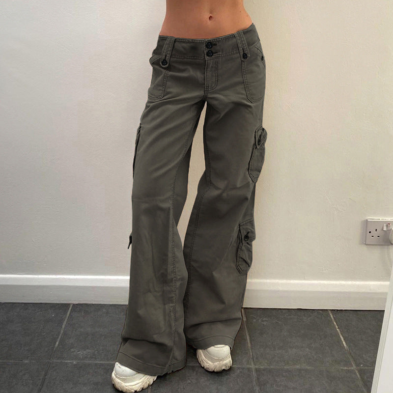 Damen Cargo-Hose mit praktischen Seitentaschen und hohem Bund Skovae