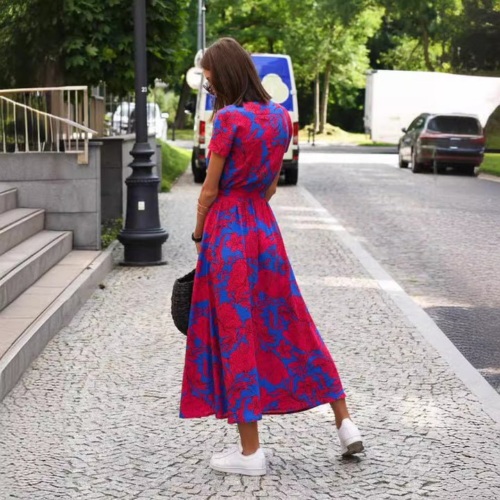 Dame Maxikjole med moderne draperingsdesign og feminine polka-prikker Stilla
