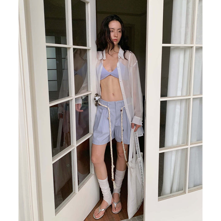 Dame transparent overbluse med moderne snit og afslappede accenter Stilla