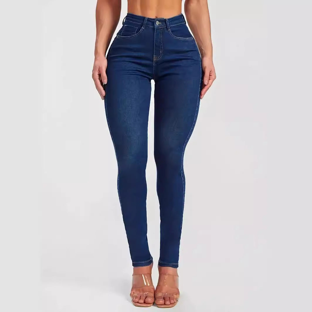 Dame højt skårne skinny jeans med tætsiddende snit og elastisk materiale Stilla