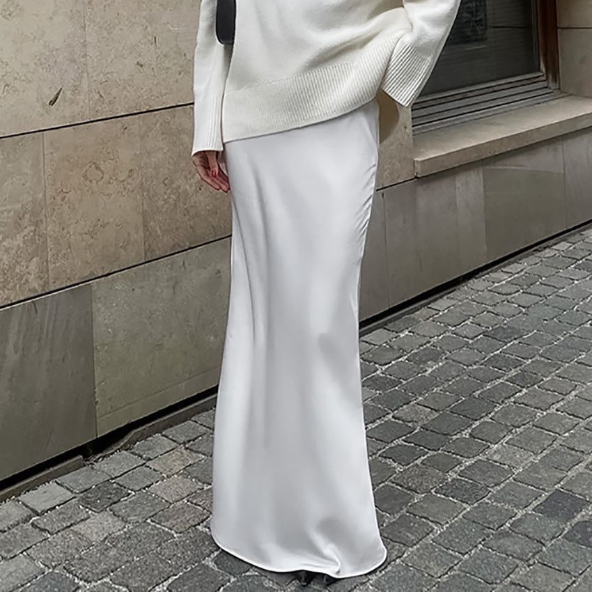 Dame Maxiskirt i luksuriøs satin med elegant snit Stilla
