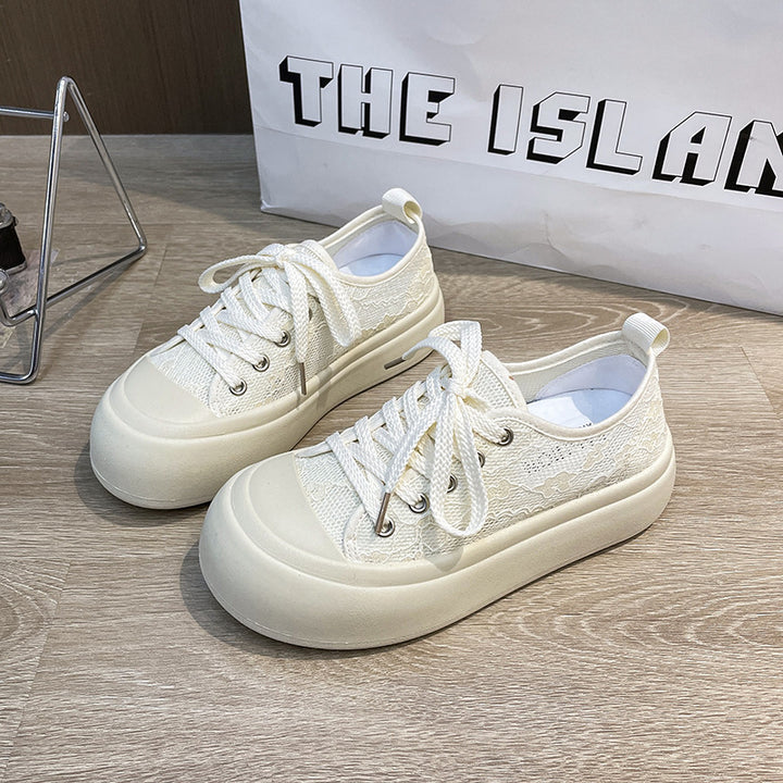 Dame Sneakers med åndbar overfladestruktur og farverig snøring Stilla