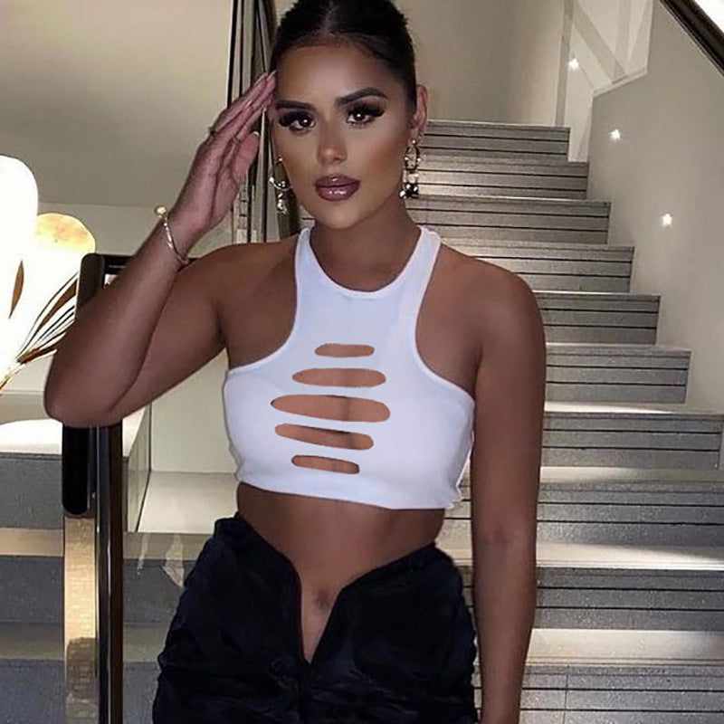 Dame Sportsligt Crop-Top med Cut-Out-Design og elastisk materiale Stilla