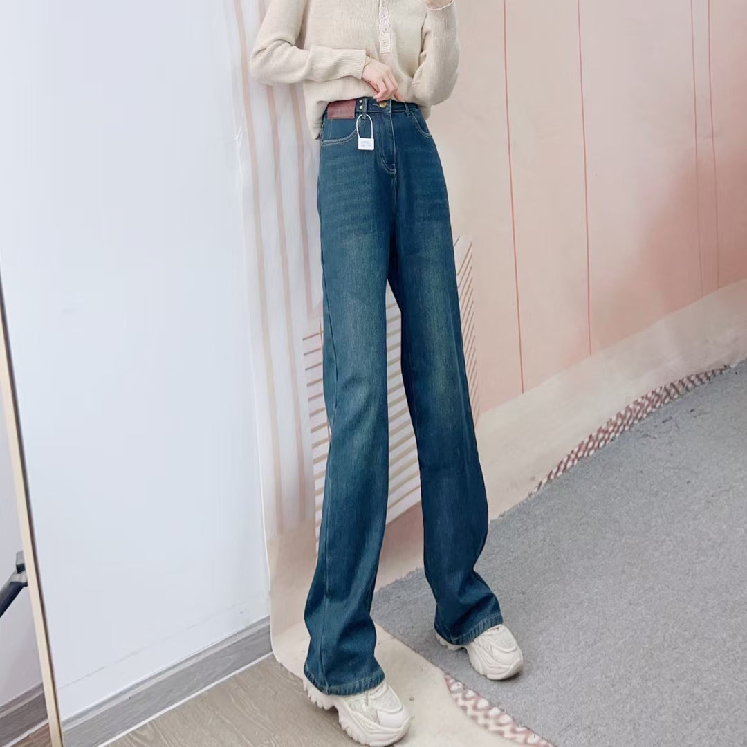 Dame løse jeans i vintage-stil med høj talje Stilla