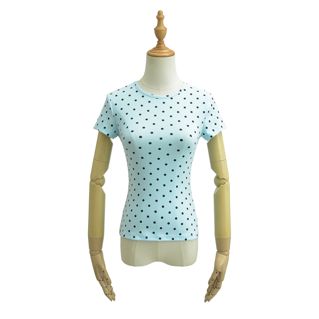 Dame T-shirt med polka-prikker og elastisk komfort Stilla