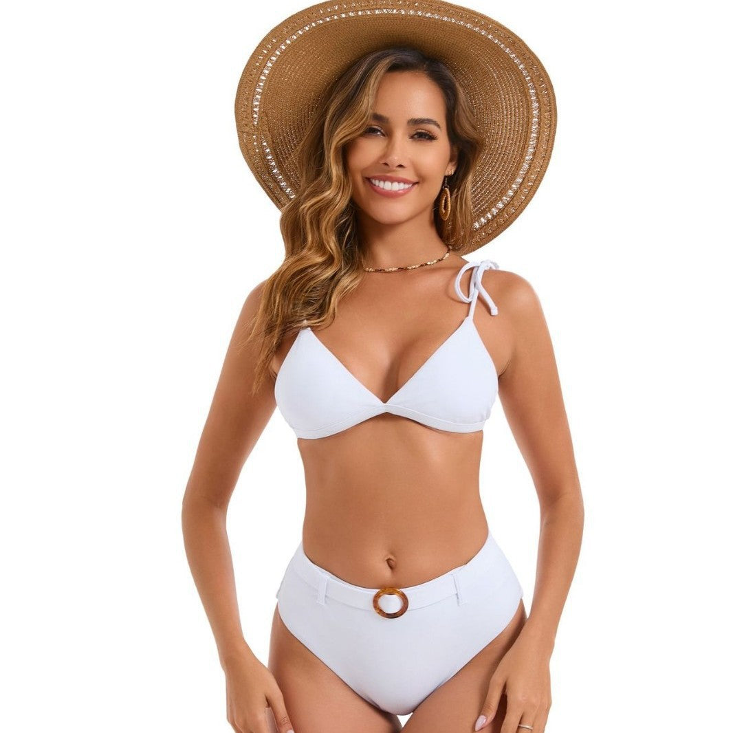 Dame Triangel-Bikini-Sæt med legende bindebånd og stilige høje udskæringer Stilla