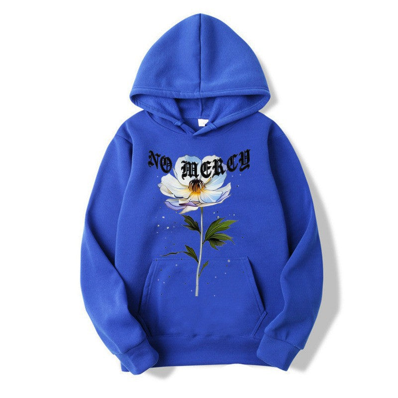 Kvinders hoodie med blomsterprint og fremtrædende tryk Skovae