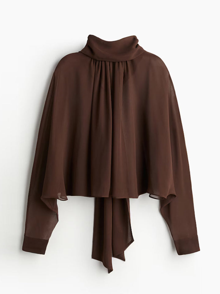 Dame maxikjole med transparente ruffles detaljer og elegant halterneck Stilla