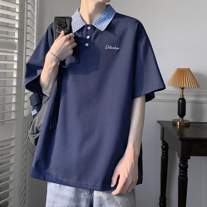 Herrer Polo-Shirt med kontrastfarvet krave og afslappet snit Stilla