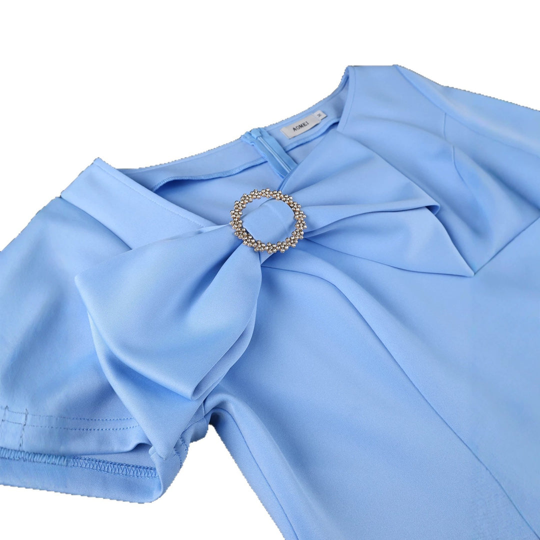 Dame pencil dress with elegant bow Skovae