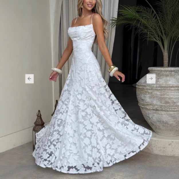 Femme Elegante Spids A-Linje Aftenkjole Stilla