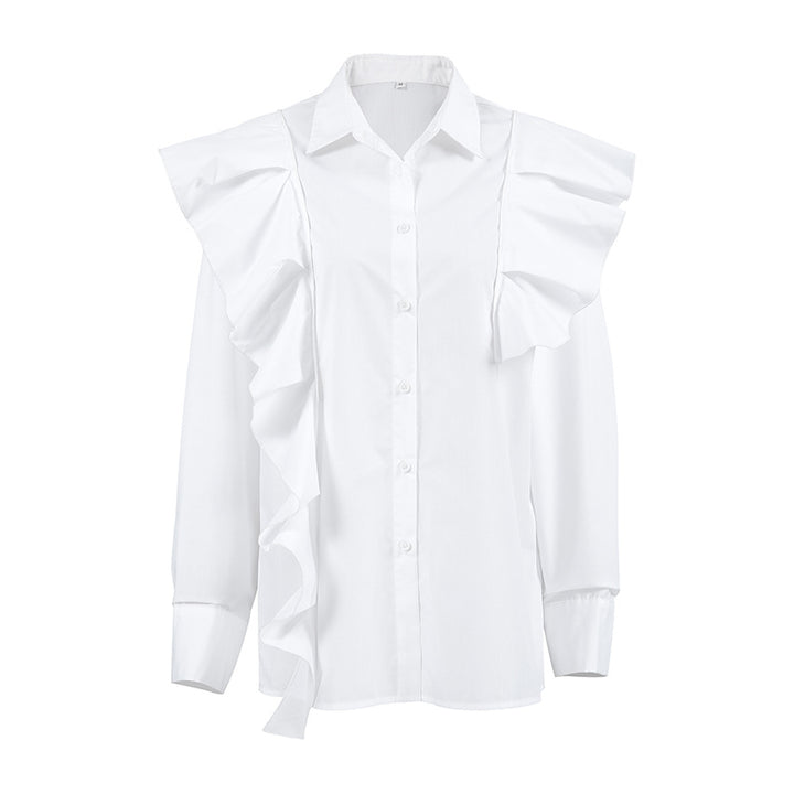 Damebluse med voluminøse ruffle detaljer og elegant design Stilla