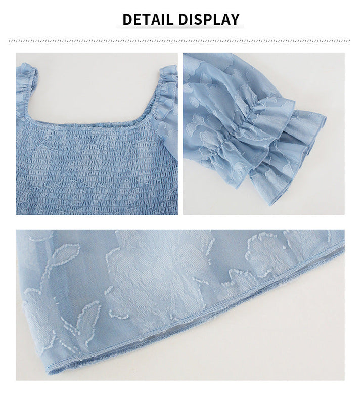 Stilla | Square Neck Langærmet Trykt Bluse Top
