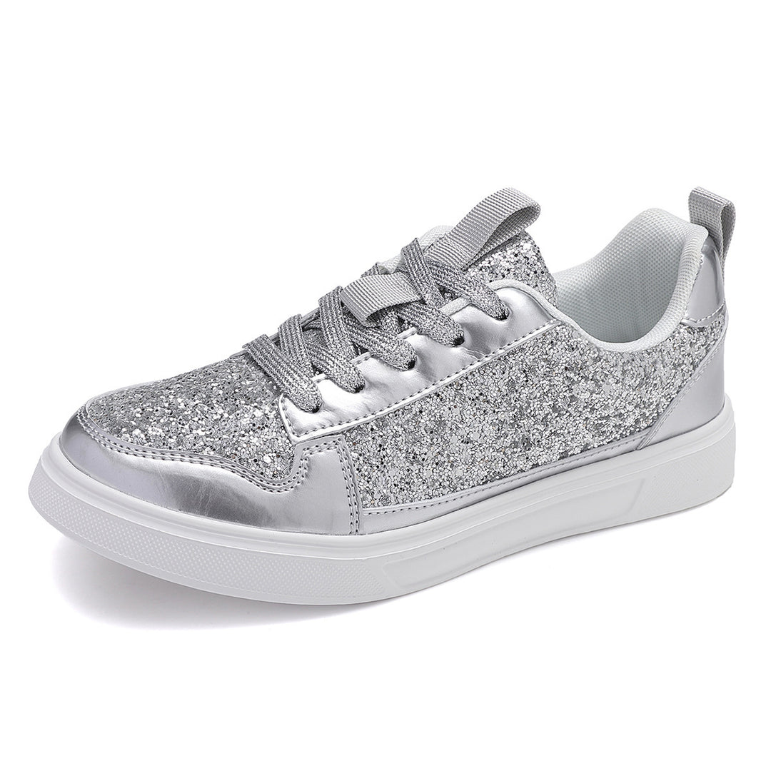 Dame nan Glitzer-fritidssneaker med metallic-detaljer, polstret indgang og skridsikker gummisål Skovae