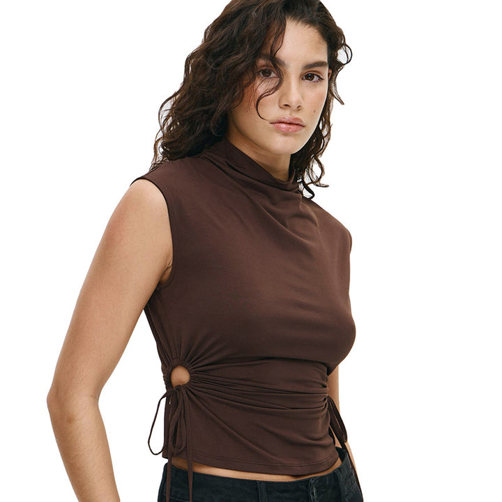 Femme Modern Højkrave Rynkebluse Stilla