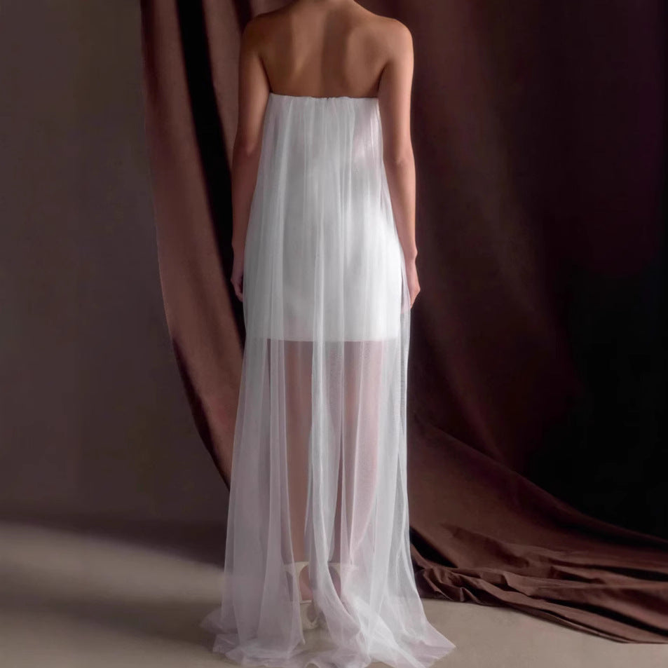 Femme Elegante Stropfri Tyllkjole Stilla