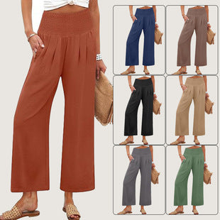 Dame Bred Culotte-bukser med elastisk talje og folder Skovae