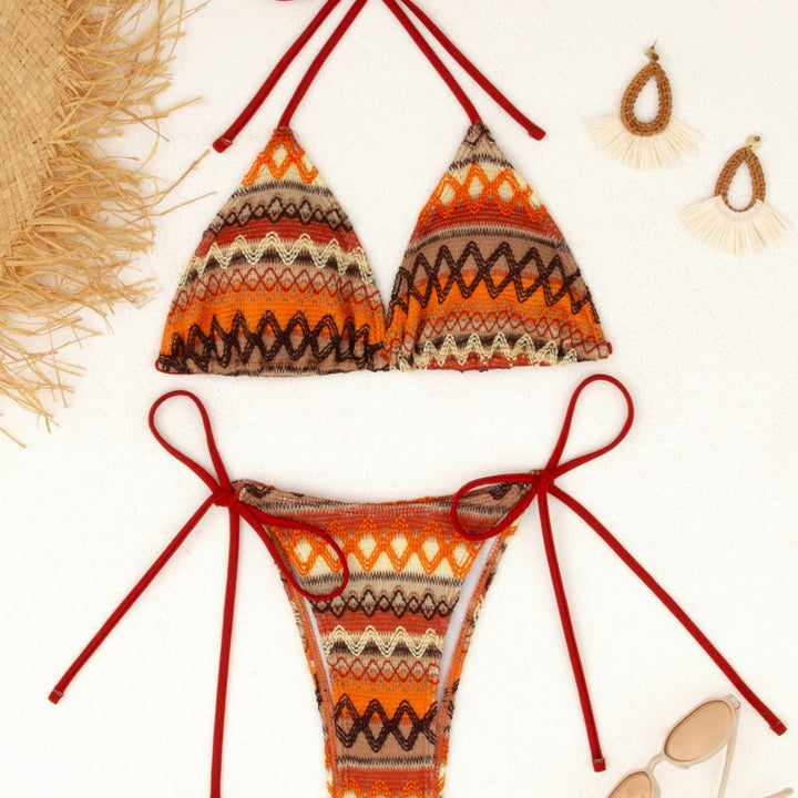 Dame Triangel-Bikini i Boho-stil med legende bindebånd Stilla