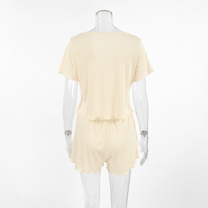 Dame Pyjamasæt med sødt design og elastisk talje Stilla