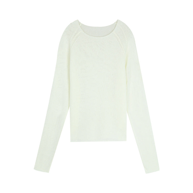 Dame elegant strikpullover med fin tekstur og rund halsudskæring Stilla