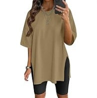 Dame Oversize T-shirt med sideslids Stilla