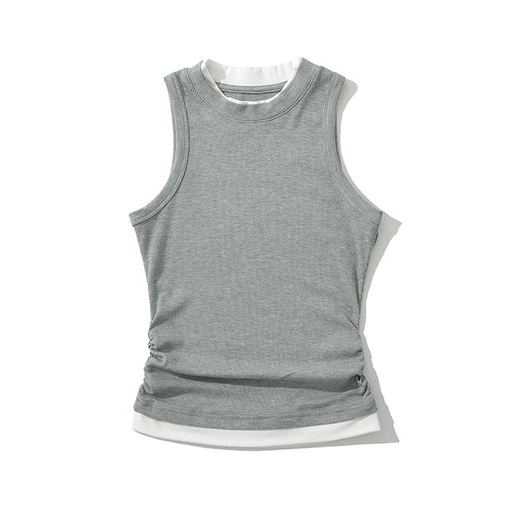 Dame Sporty Tanktop med høj lukket krave og dekorativt flæsedetalje Stilla