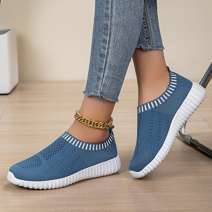 Damer nan elastisk slip-on komfort sneakers med tredimensionel strikstruktur og profileret let sål Skovae