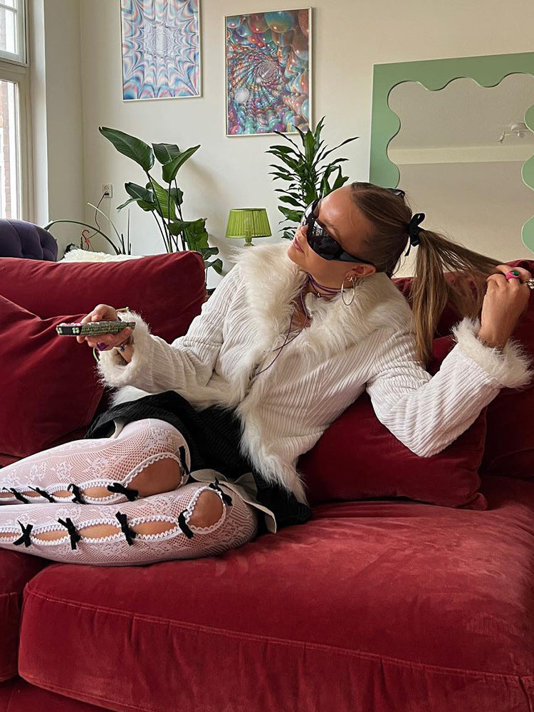 Femme Stilfuld Künstpelsbesat Jakke Stilla