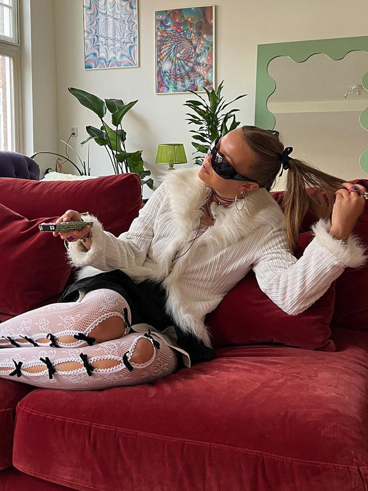 Femme Stilfuld Künstpelsbesat Jakke Stilla