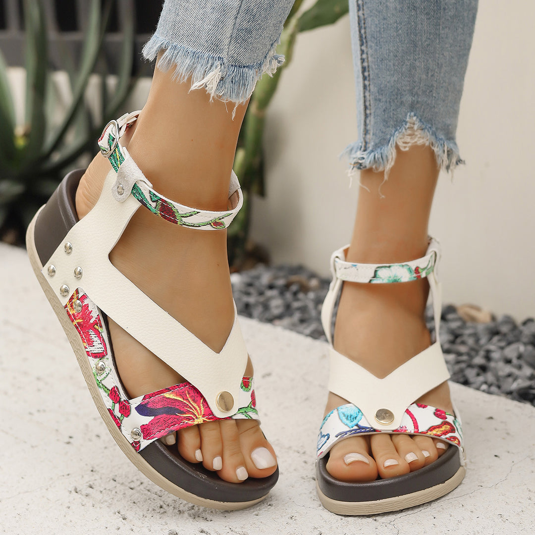 Dame komfortable sandaler med florale accenter Stilla