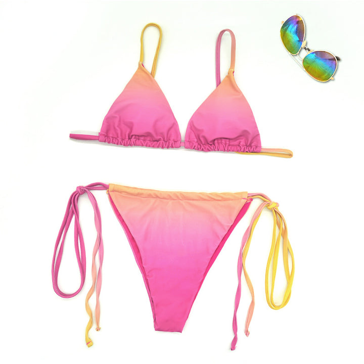 Dame triangel-bikini med trendy ombre-design Skovae