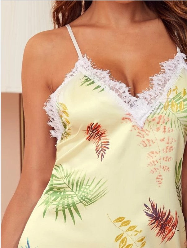 Dame blomster satin natkjole Stilla
