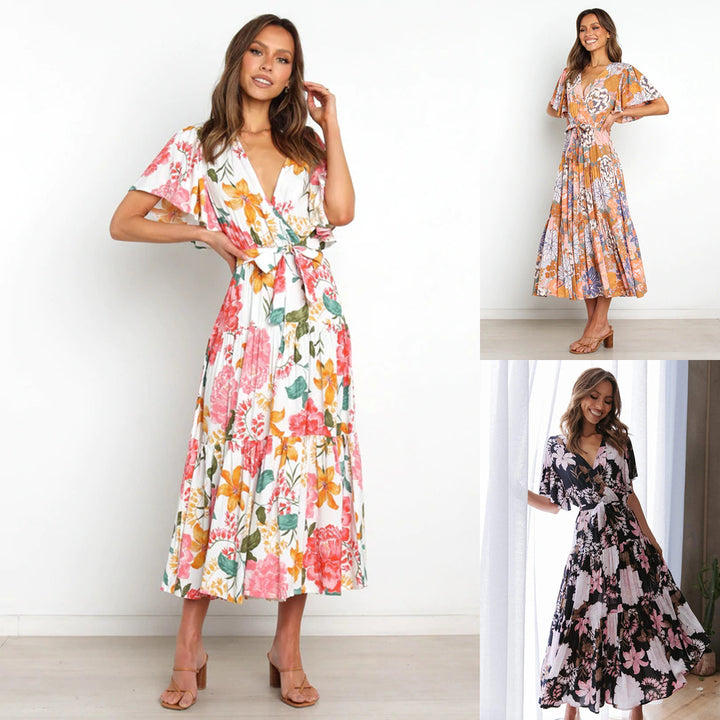 Dame Floral Trappe Maxi Kjole Stilla