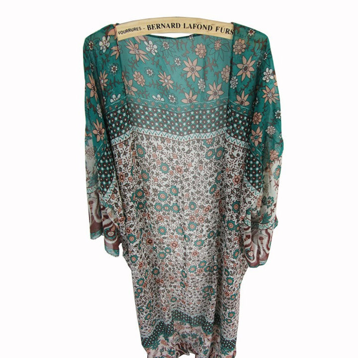 Dame Wrap-Kimono med blomsterdesign og løs pasform Stilla