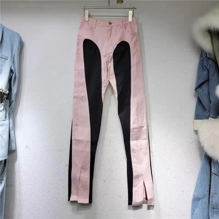 Dame Fashionable Høj Talje Jeans med Side Slidsser Stilla