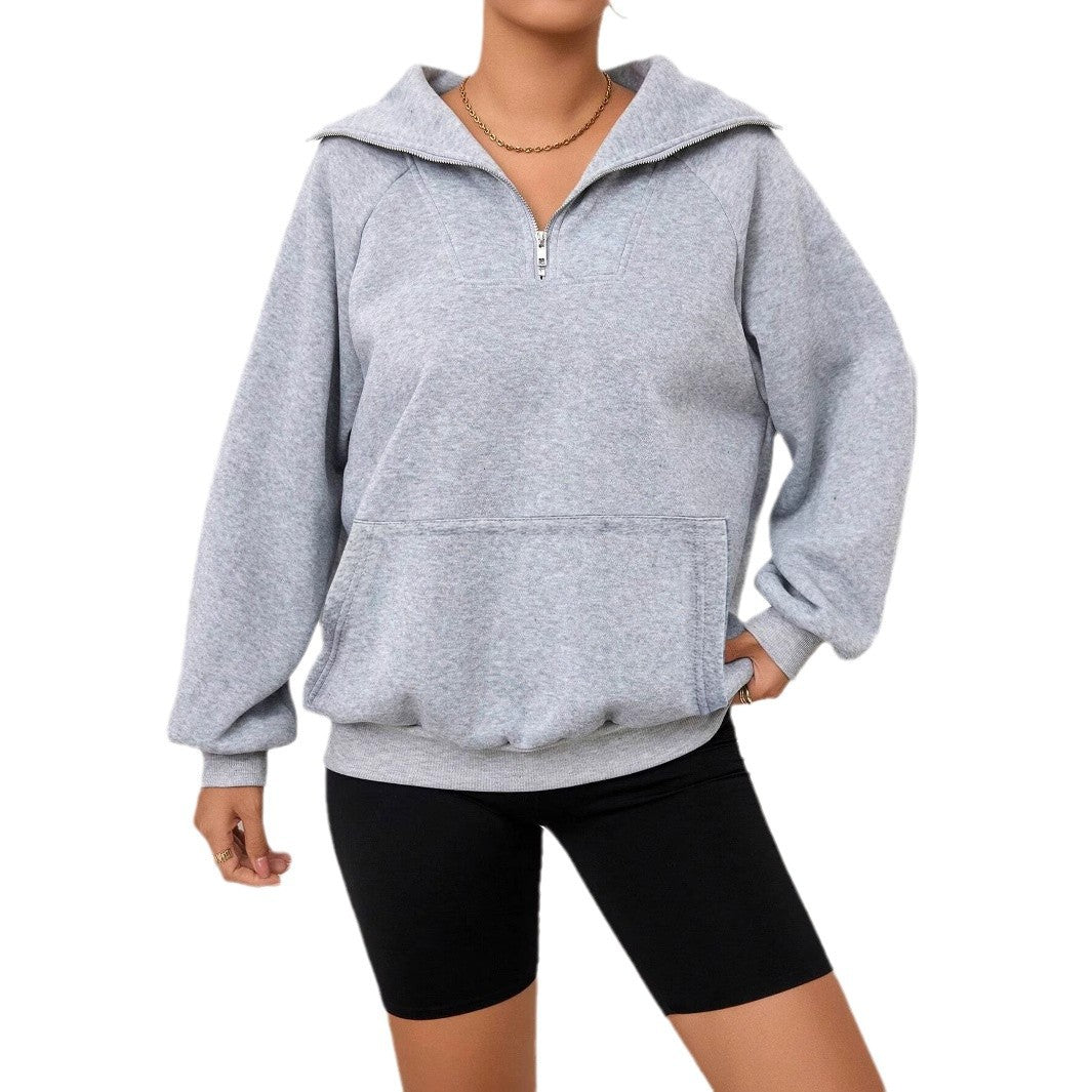 Dame Sportslig Hoodie med lynlås og praktiske lommer Stilla