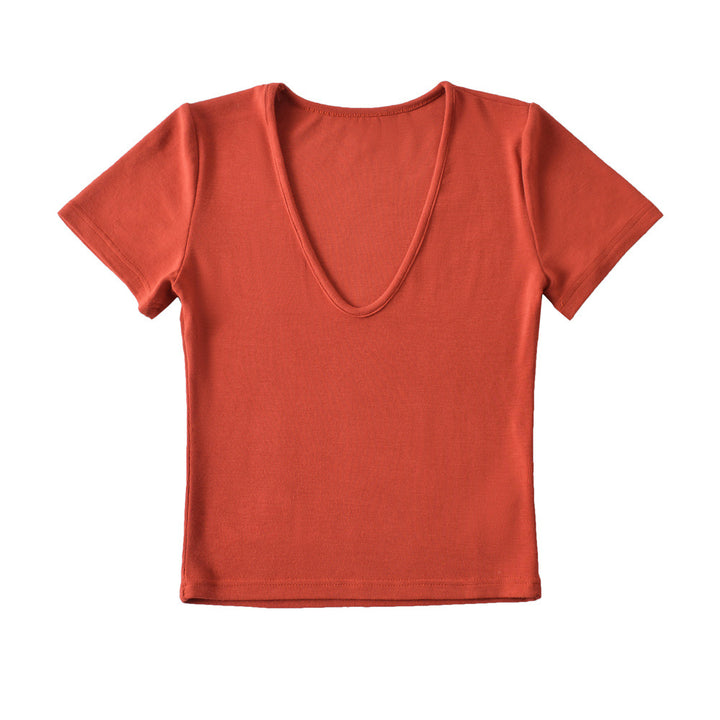 Dame V-hals T-shirt med figursyet snit Stilla