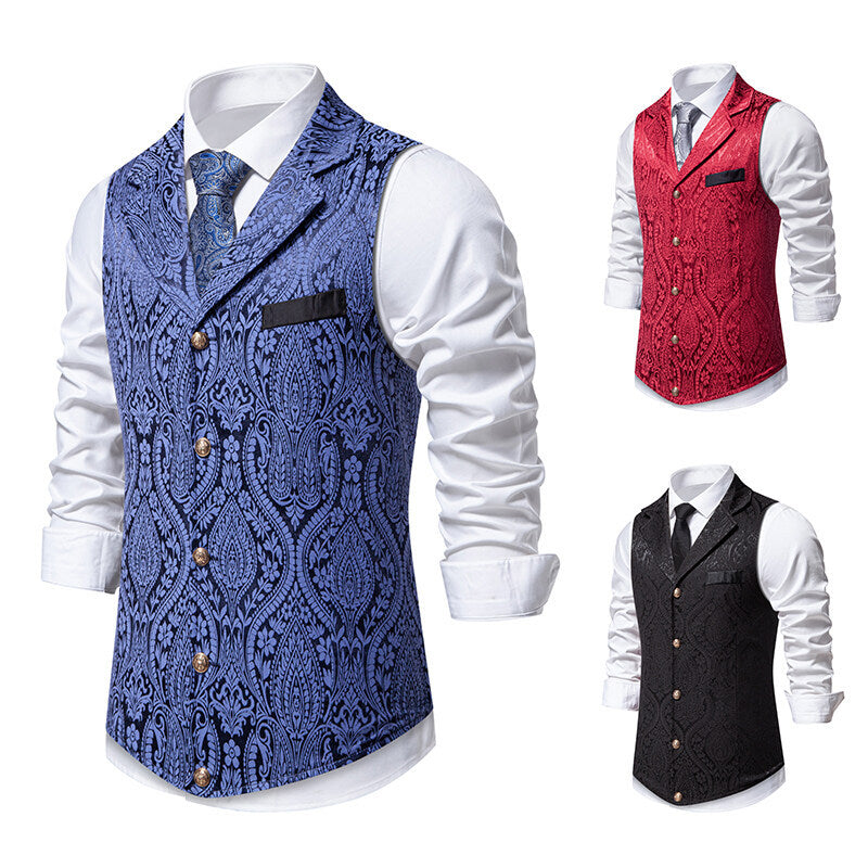 Herrer elegante brokade formel vest Stilla