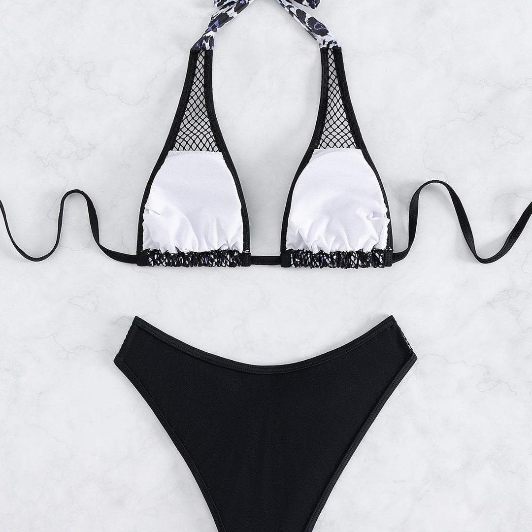 Dame Mesh-overlay trekant bikini sæt Stilla