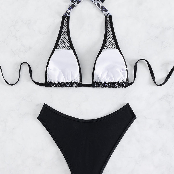 Dame Mesh-overlay trekant bikini sæt Stilla