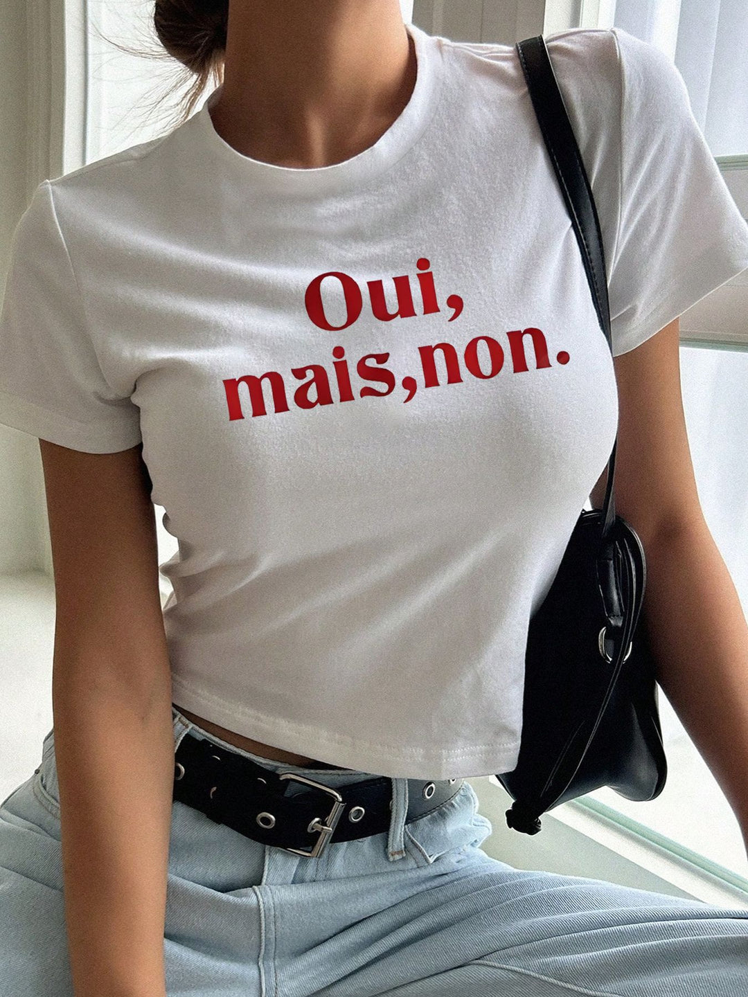 Damer Crop-T-shirt med inspirerende statement-print Skovae 1777452262